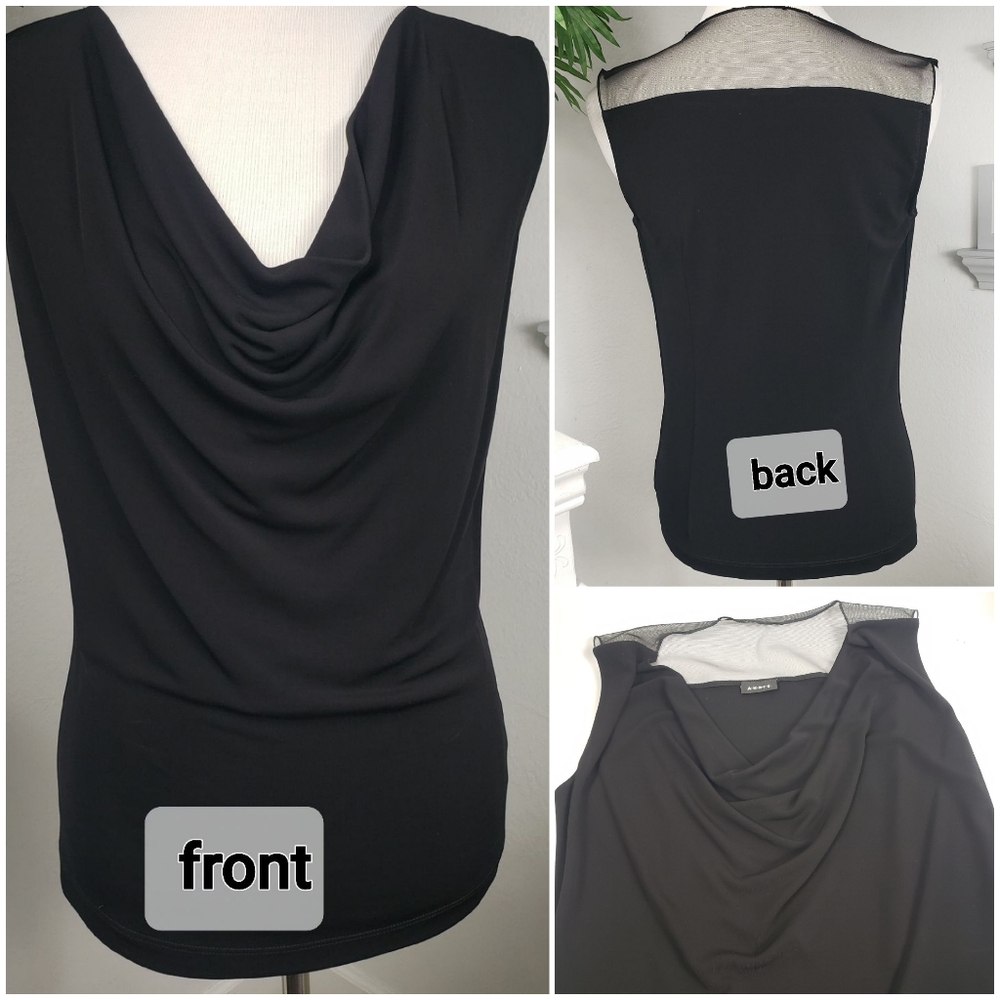 Akris Black Cowl Neck Sheer Pullover Basic Sleeve… - image 1